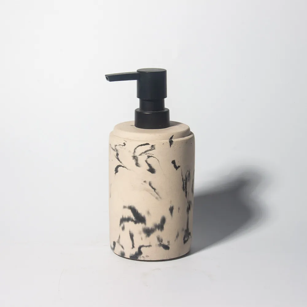 Wholesale Factory Concrete Empty Marble Cosmetic Shampoo Bottle Cement Body Lotion Bottle Packaging With Pump Soap Dispenser