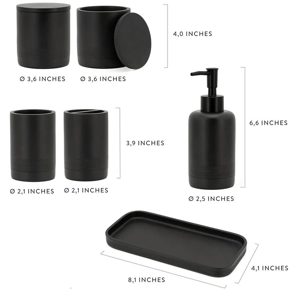 Resin Bathroom Accessories 6 Pcs Toothbrush Holder Lotion Soap Dispenser For Countertop Vanity Organizer Bathroom Accessory Set