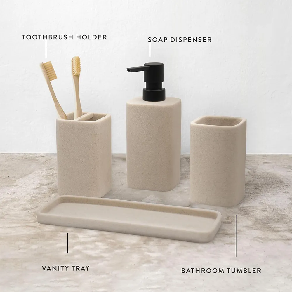 Simple Hotel 4 Pieces Bathroom Sets Vanity Accessories Items Apartment Accessories Resin Bathroom Accessories Set Soap Dispenser