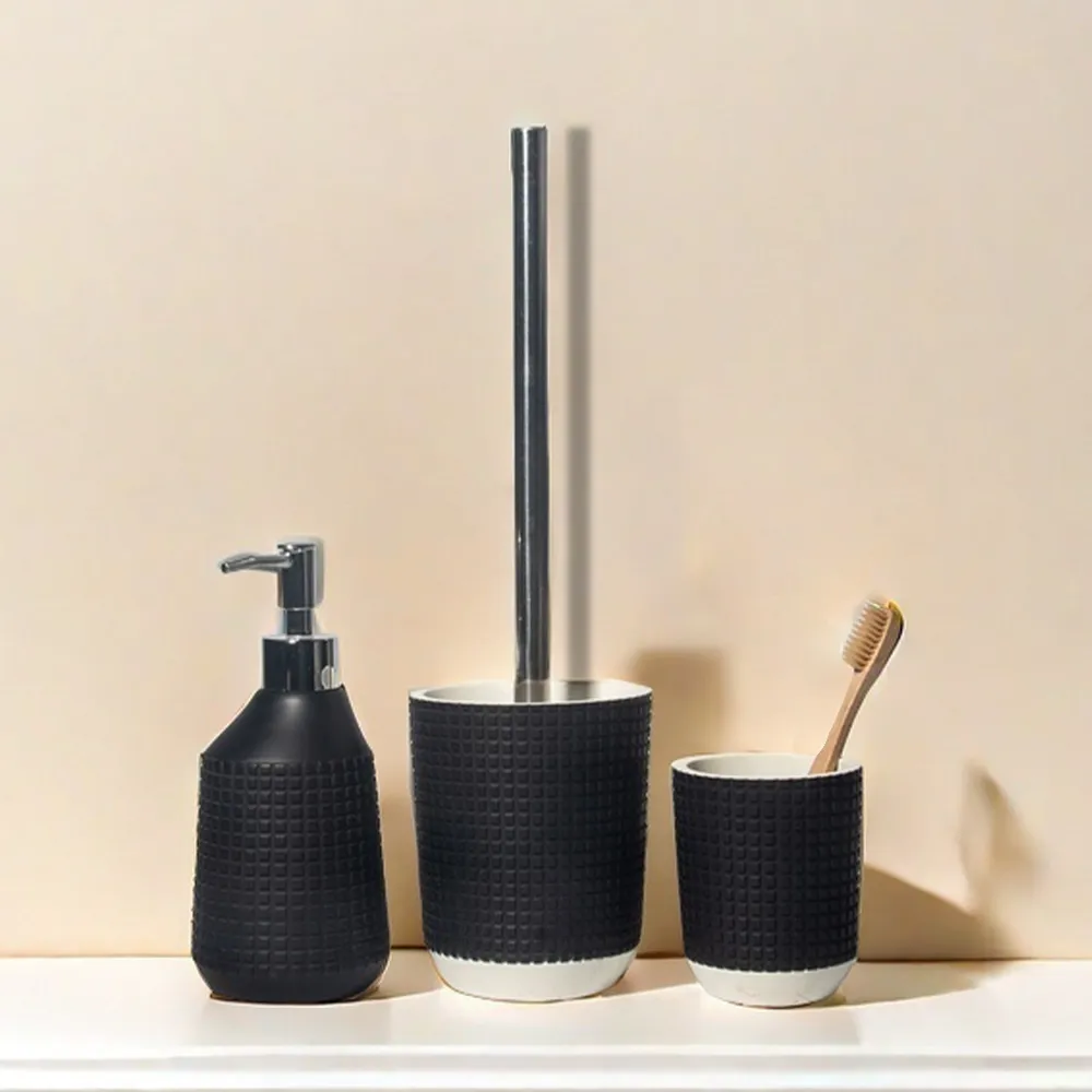 Bathroom Sets Luxury Designed 3 Piece Resin Grid Pattern Bathroom Accessories Sets Home Decor With Soap Dispenser